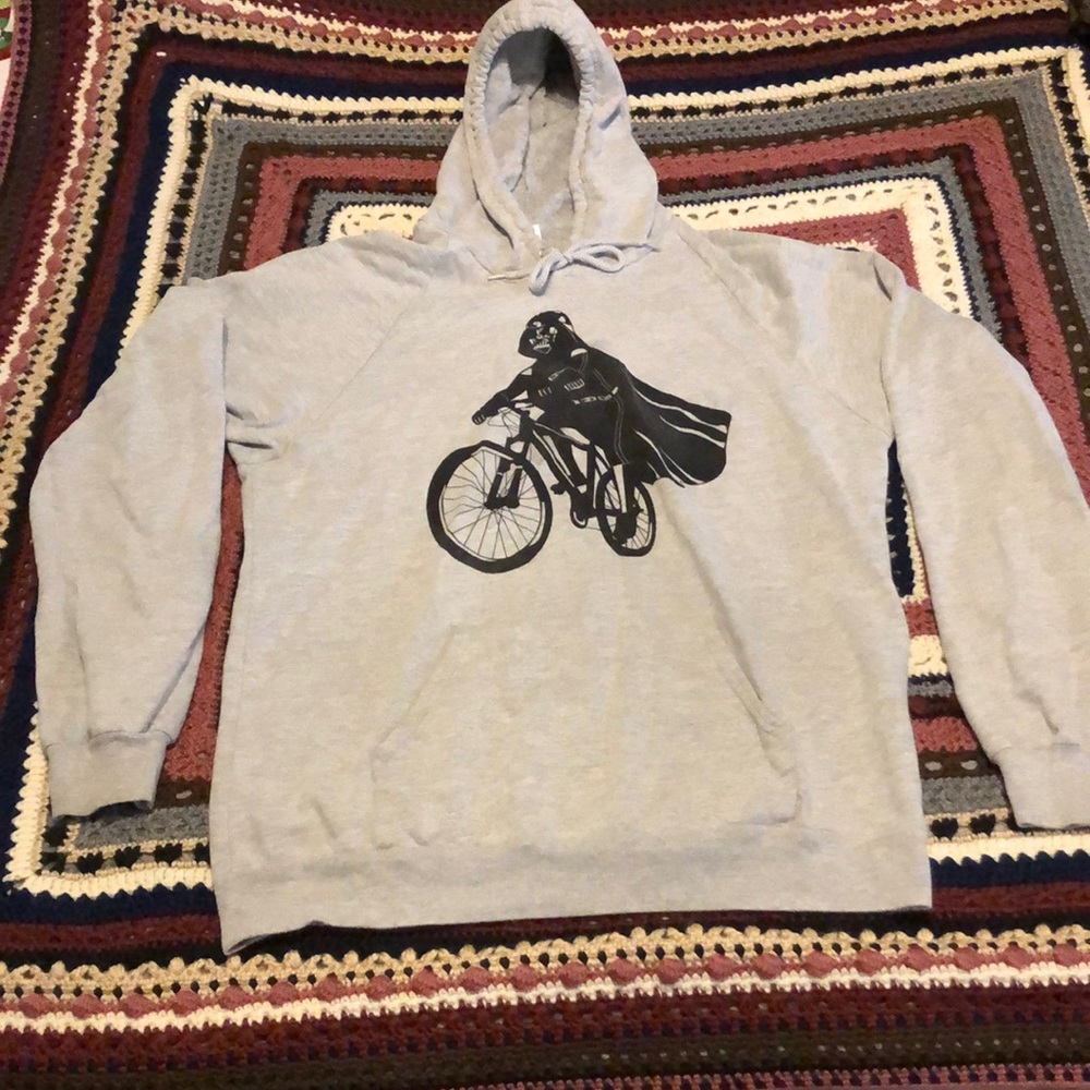 Bicycle Riding Darth Vader Hoodie - L